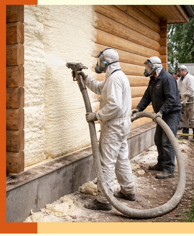 Утепление дома из бруса пенополиуретаном в Нерюнгри