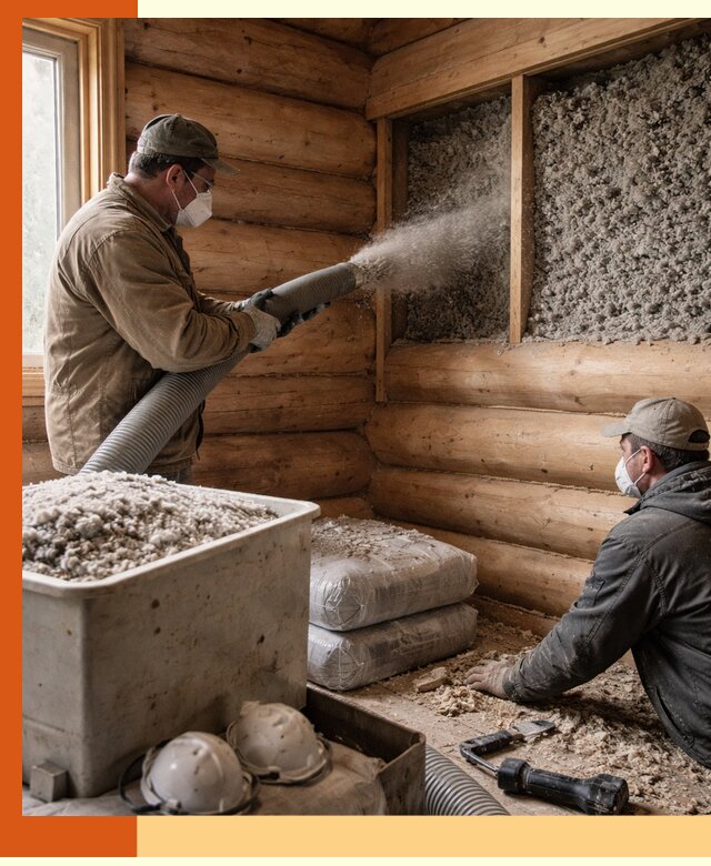 Утепление дома из бруса эковатой в Нерюнгри