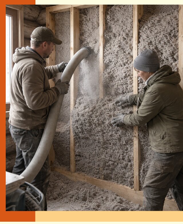 Утепление бревенчатого дома эковатой в Нерюнгри