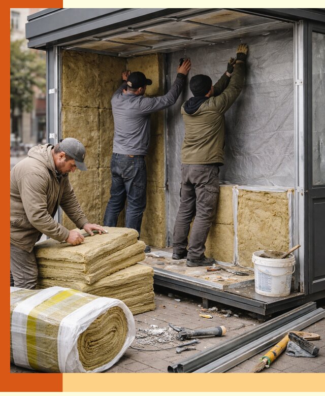 Утепление павильона шаурмы под ключ в Нерюнгри