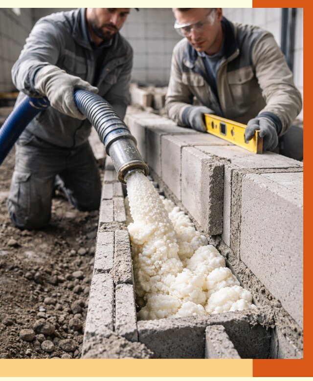 Заполнение колодцевой кладки ППУ в Нерюнгри от 4561 руб. за м2 | ТепломастерНрю