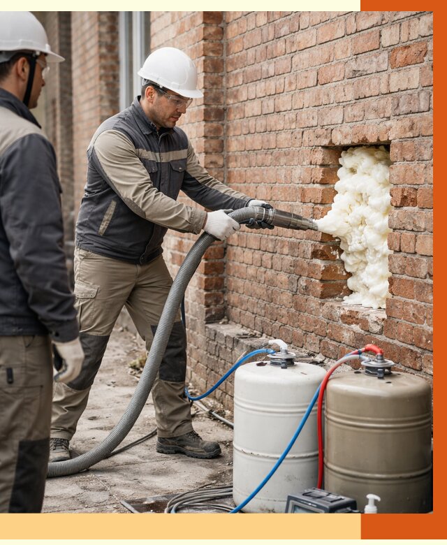 Заливка ППУ в пустоты кирпичной стены в Нерюнгри от 2987 руб. | ТепломастерНрю