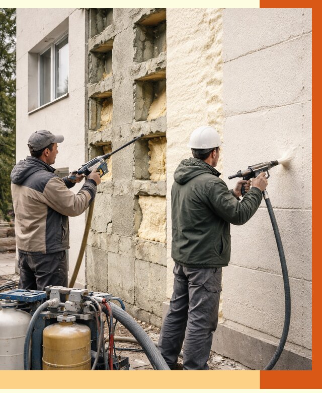 Заполнение пустот фасада в Нерюнгри от 4887 руб. — утепление пустот облицовки | ТепломастерНрю