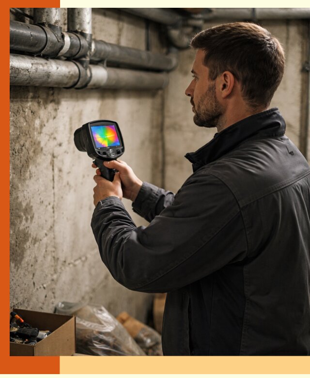 Тепловизионное обследование подвала в Нерюнгри для поиска утечек тепла